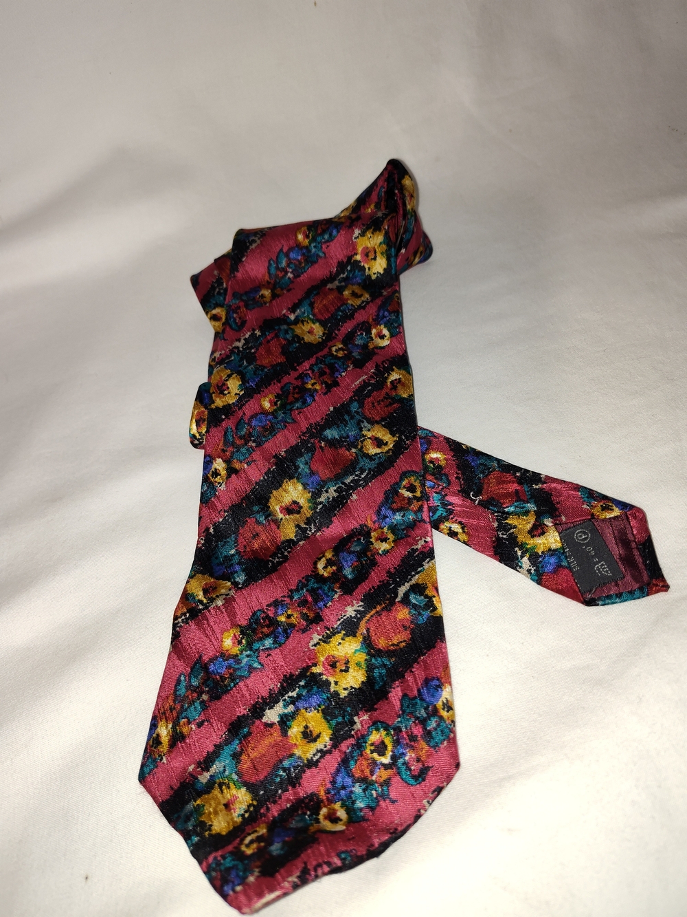 Ermenegildo Zegna Burgundy Floral Stripe Silk Tie